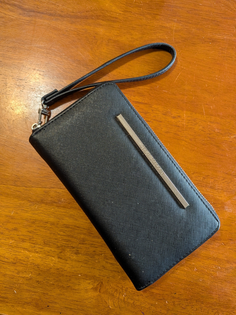Black Steve Madden Zip Wristlet Wallet